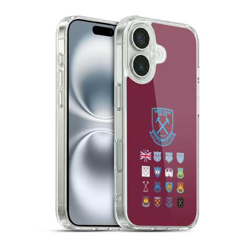 West Ham United FC Crest History Pattern 2 Soft Gel Case for Apple iPhone 16 & MagSafe