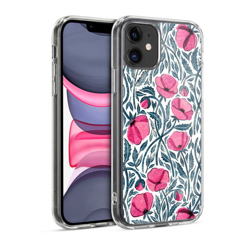 Micklyn Le Feuvre Flora And Fauna Hot Pink Block Print Poppies Soft Gel Case for Apple iPhone 11