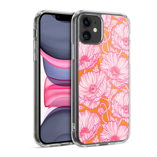 Micklyn Le Feuvre Flora And Fauna Hot Pink Orange Poppy Floral Soft Gel Case for Apple iPhone 11
