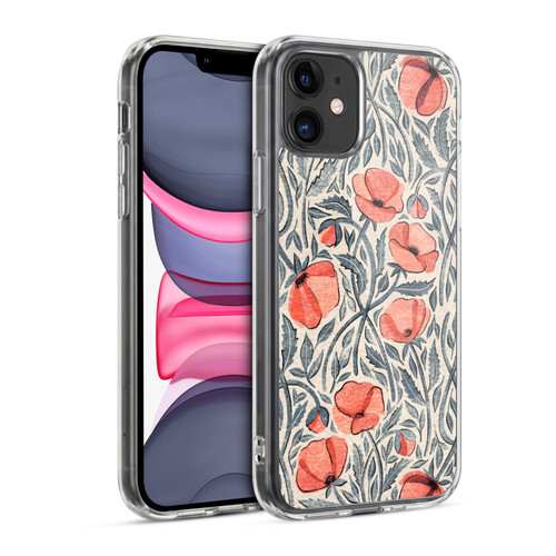 Micklyn Le Feuvre Flora And Fauna Peachy Coral Scattered Poppies Soft Gel Case for Apple iPhone 11