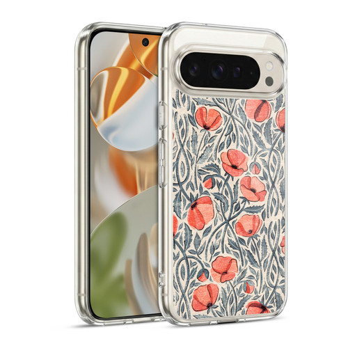 Micklyn Le Feuvre Flora And Fauna Peachy Coral Scattered Poppies Soft Gel Case for Google Pixel 9 / Pixel 9 Pro