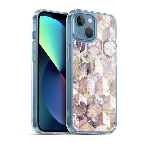 Micklyn Le Feuvre Marble Patterns Blush Quartz Honeycomb Soft Gel Case for Apple iPhone 13 Mini & MagSafe