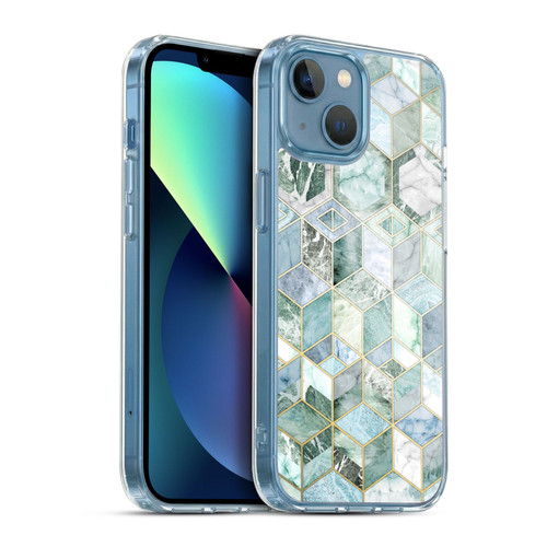 Micklyn Le Feuvre Marble Patterns Jade Honeycomb Soft Gel Case for Apple iPhone 13 Mini & MagSafe