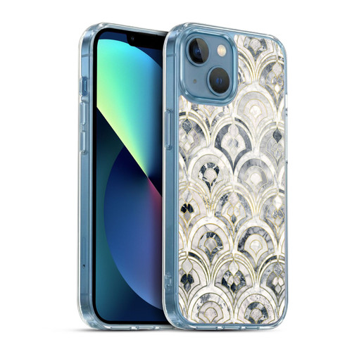 Micklyn Le Feuvre Marble Patterns Monochrome Art Deco Tiles Soft Gel Case for Apple iPhone 13 Mini & MagSafe