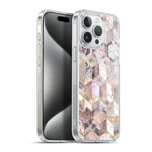 Micklyn Le Feuvre Marble Patterns Blush Quartz Honeycomb Soft Gel Case for Apple iPhone 15 Pro Max & MagSafe