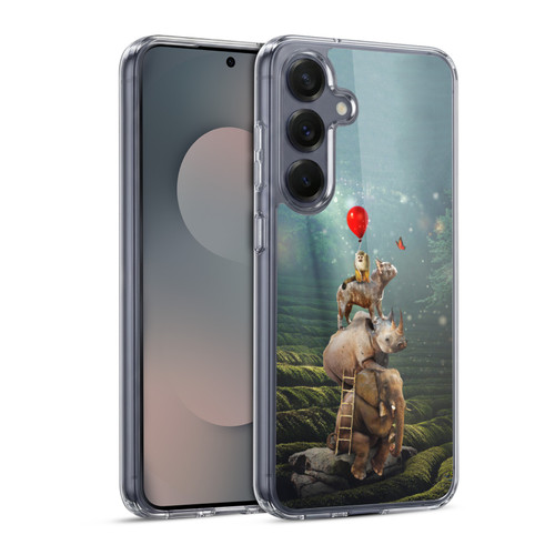 Klaudia Senator French Bulldog 2 Friends Reaching Butterfly Soft Gel Case for Samsung Galaxy S25 & MagSafe