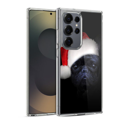 Klaudia Senator French Bulldog 2 Christmas Hat Soft Gel Case for Samsung Galaxy S25 Ultra & MagSafe