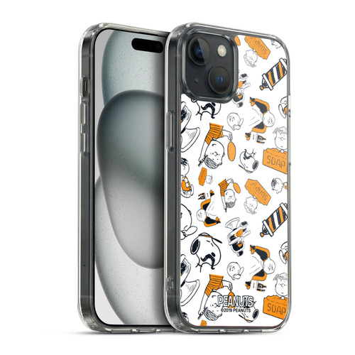 Peanuts Chuck's Barber Shop Pattern Soft Gel Case for Apple iPhone 15 Plus & MagSafe