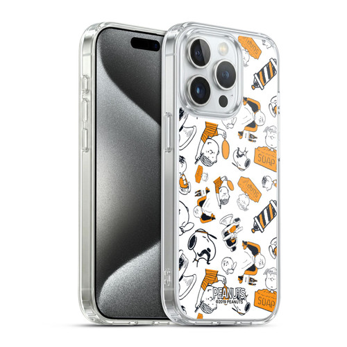 Peanuts Chuck's Barber Shop Pattern Soft Gel Case for Apple iPhone 15 Pro & MagSafe