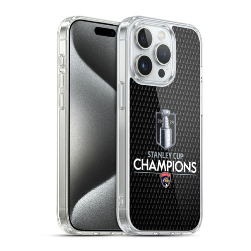 NHL 2024 Stanley Cup Champions Florida Panthers Puck Pattern Soft Gel Case for Apple iPhone 15 Pro & MagSafe