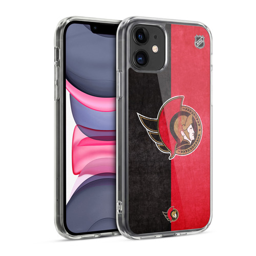 NHL Ottawa Senators Half Distressed Soft Gel Case for Apple iPhone 11