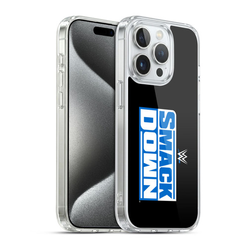 WWE TV Program Logo Smack Down Soft Gel Case for Apple iPhone 15 Pro & MagSafe