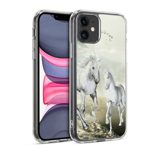 Simone Gatterwe Horses White On The Beach Soft Gel Case for Apple iPhone 11