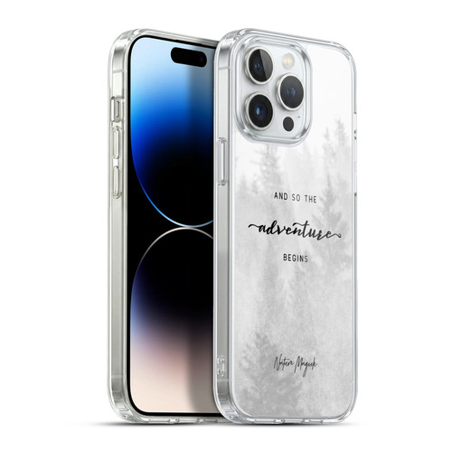 Nature Magick So The Adventure Begins Quote Black And White Forest Soft Gel Case for Apple iPhone 13 Pro Max & MagSafe