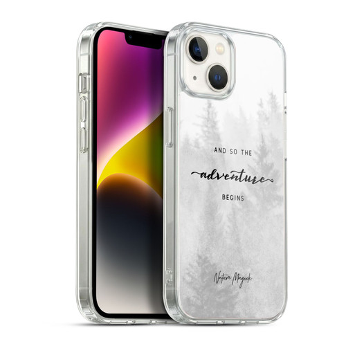 Nature Magick So The Adventure Begins Quote Black And White Forest Soft Gel Case for Apple iPhone 14 Plus & MagSafe