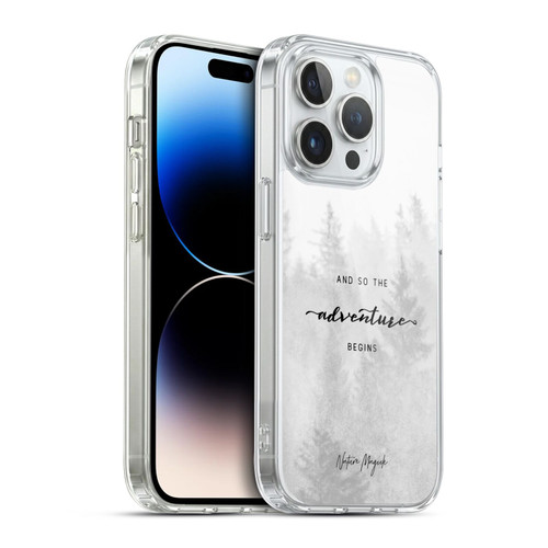 Nature Magick So The Adventure Begins Quote Black And White Forest Soft Gel Case for Apple iPhone 14 Pro & MagSafe