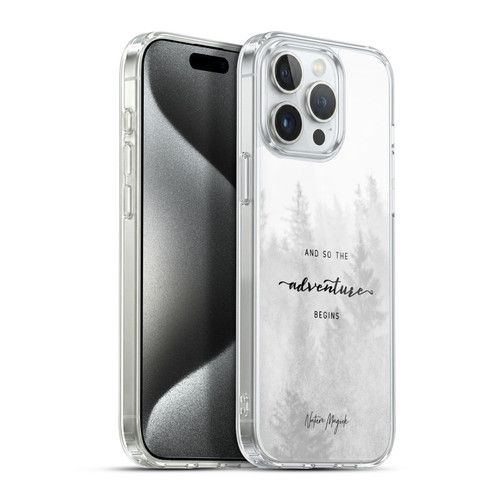 Nature Magick So The Adventure Begins Quote Black And White Forest Soft Gel Case for Apple iPhone 15 Pro Max & MagSafe