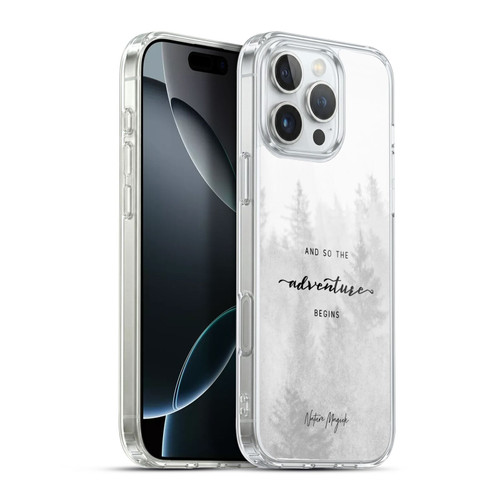 Nature Magick So The Adventure Begins Quote Black And White Forest Soft Gel Case for Apple iPhone 16 Pro Max & MagSafe