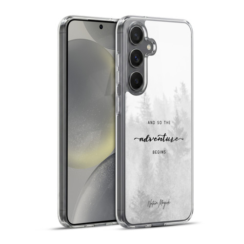 Nature Magick So The Adventure Begins Quote Black And White Forest Soft Gel Case for Samsung Galaxy S24+ 5G & MagSafe