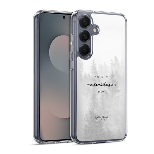 Nature Magick So The Adventure Begins Quote Black And White Forest Soft Gel Case for Samsung Galaxy S25 & MagSafe