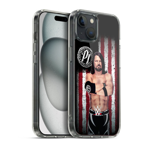 WWE American Flag Superstars AJ Styles Soft Gel Case for Apple iPhone 15 Plus & MagSafe