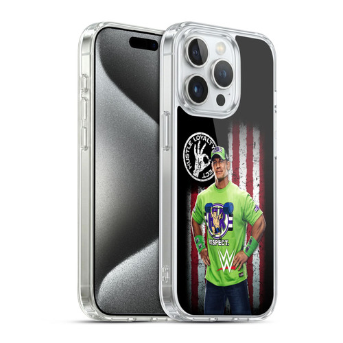 WWE American Flag Superstars John Cena Soft Gel Case for Apple iPhone 15 Pro & MagSafe
