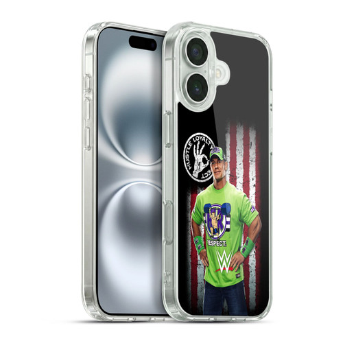 WWE American Flag Superstars John Cena Soft Gel Case for Apple iPhone 16 Plus & MagSafe