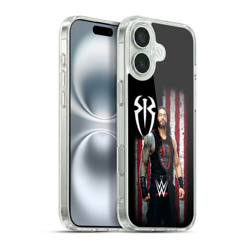 WWE American Flag Superstars Roman Reigns Soft Gel Case for Apple iPhone 16 Plus & MagSafe