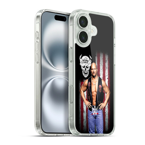 WWE American Flag Superstars Stone Cold Steve Austin Soft Gel Case for Apple iPhone 16 Plus & MagSafe