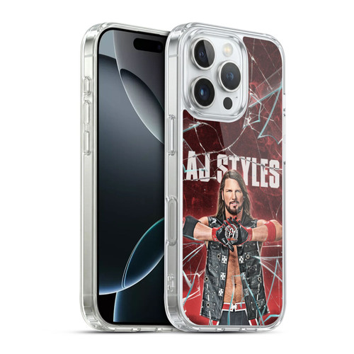 WWE Aj Styles Shattered Glass Soft Gel Case for Apple iPhone 16 Pro & MagSafe