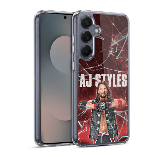 WWE Aj Styles Shattered Glass Soft Gel Case for Samsung Galaxy S25 & MagSafe
