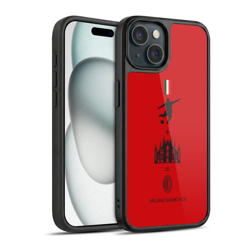 AC Milan Crest Patterns Red Gel Armour Case For Apple iPhone 15
