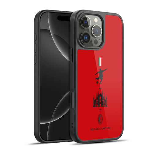 AC Milan Crest Patterns Red Gel Armour Case For Apple iPhone 16 Pro Max