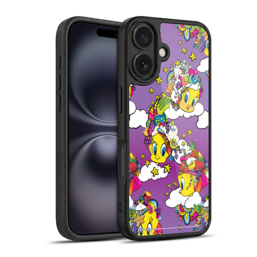 Looney Tunes Patterns Tweety Purple Gel Armour Case For Apple iPhone 16