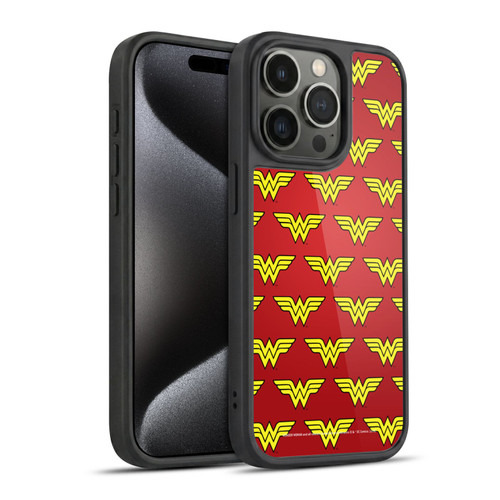 Wonder Woman DC Comics Logos Pattern Gel Armour Case For Apple iPhone 15 Pro