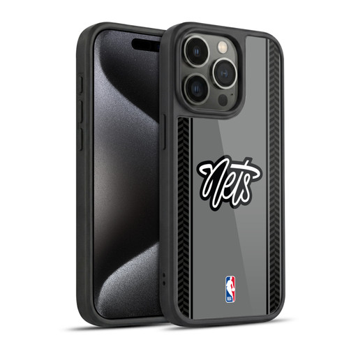 NBA Brooklyn Nets Logo Gray Design Gel Armour Case For Apple iPhone 15 Pro