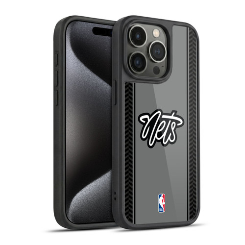 NBA Brooklyn Nets Logo Gray Design Gel Armour Case For Apple iPhone 15 Pro