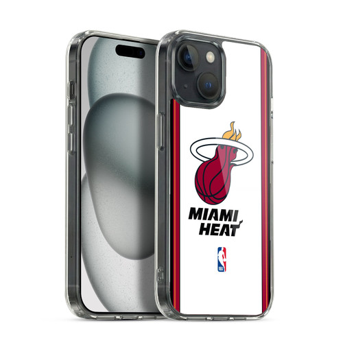 NBA Miami Heat Logo White Design Soft Gel Case for Apple iPhone 15 & MagSafe