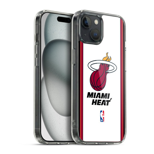 NBA Miami Heat Logo White Design Soft Gel Case for Apple iPhone 15 Plus & MagSafe