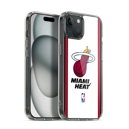 NBA Miami Heat Logo White Design Soft Gel Case for Apple iPhone 15 Plus & MagSafe