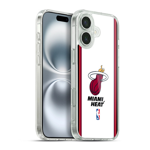 NBA Miami Heat Logo White Design Soft Gel Case for Apple iPhone 16 Plus & MagSafe