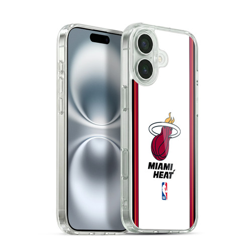 NBA Miami Heat Logo White Design Soft Gel Case for Apple iPhone 16 Plus & MagSafe