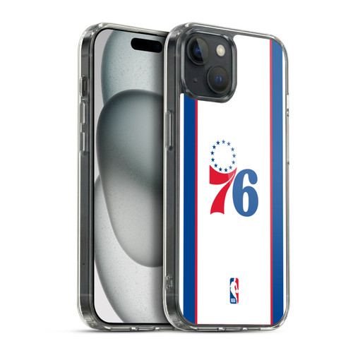 NBA Philadelphia 76ers Logo White Design Soft Gel Case for Apple iPhone 15 Plus & MagSafe