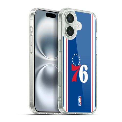 NBA Philadelphia 76ers Logo Blue Design Soft Gel Case for Apple iPhone 16 Plus & MagSafe