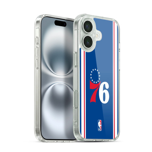 NBA Philadelphia 76ers Logo Blue Design Soft Gel Case for Apple iPhone 16 Plus & MagSafe