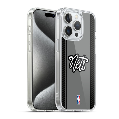 NBA Brooklyn Nets Logo Gray Design Soft Gel Case for Apple iPhone 15 Pro & MagSafe