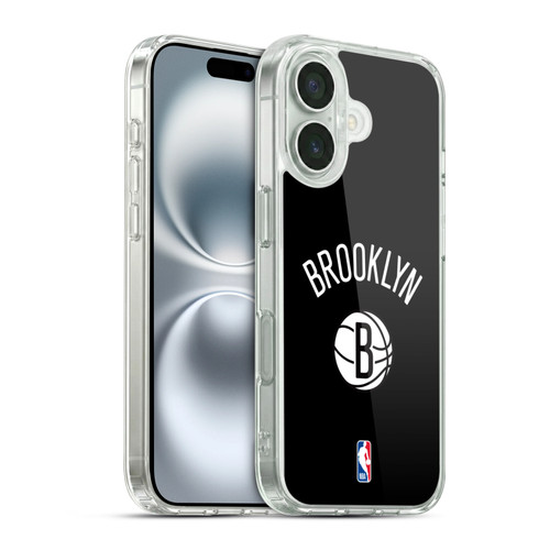 NBA Brooklyn Nets Logo Black Design Soft Gel Case for Apple iPhone 16 & MagSafe