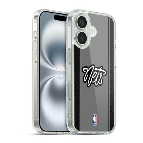 NBA Brooklyn Nets Logo Gray Design Soft Gel Case for Apple iPhone 16 & MagSafe