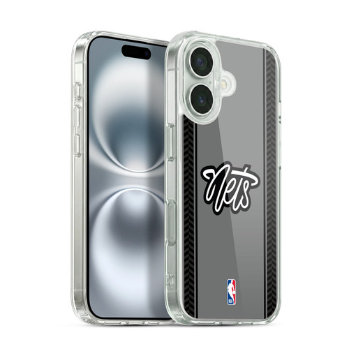 NBA Brooklyn Nets Logo Gray Design Soft Gel Case for Apple iPhone 16 & MagSafe