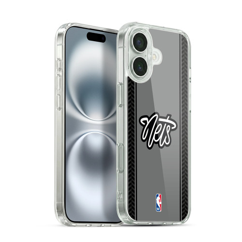 NBA Brooklyn Nets Logo Gray Design Soft Gel Case for Apple iPhone 16 Plus & MagSafe